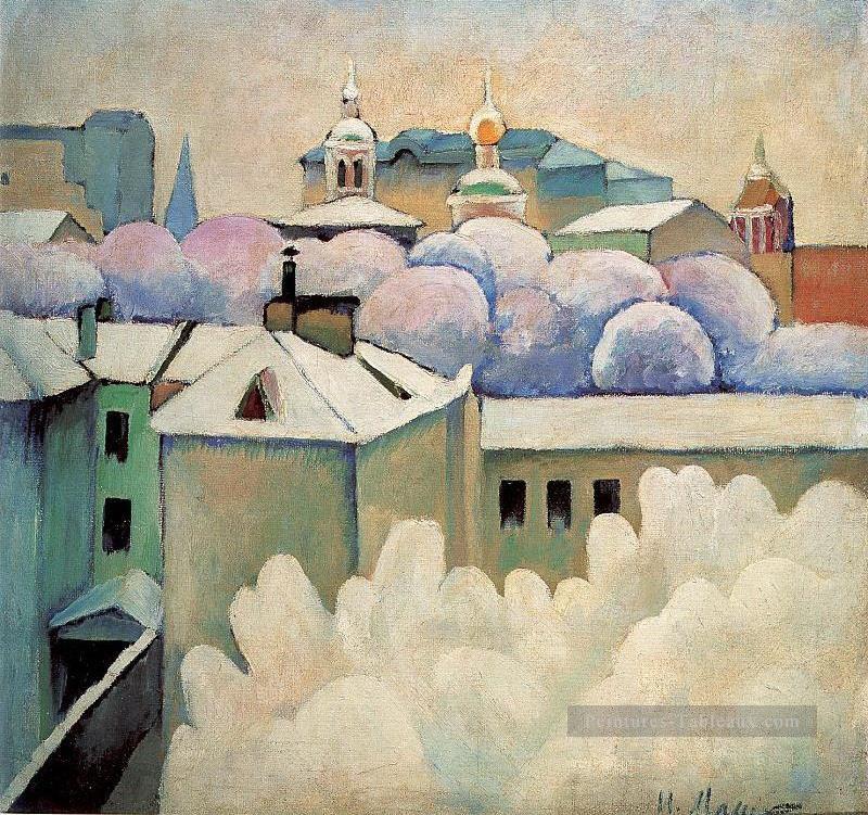 paysage urbain d’hiver 1914 Ilya Mashkov scènes de ville de paysage urbain Peintures à l'huile